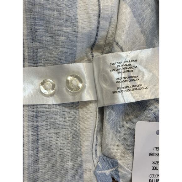 GAP Linen Blend Camp Shirt Striped Short Sleeve Button Up Casual XXL Summer - Picture 5 of 8